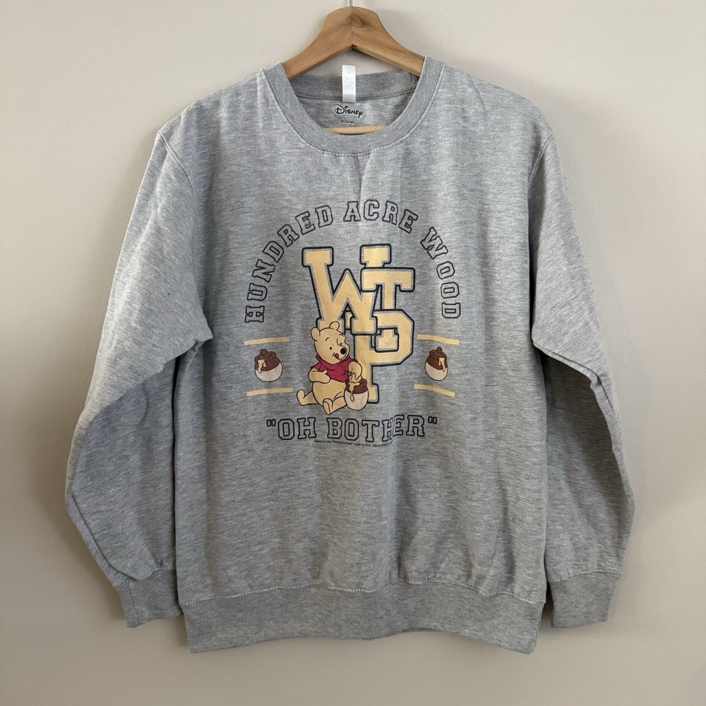 Disney Men's Winnie the Pooh Bear Collegiate Sweatshirt Athletic Heather‎ Med